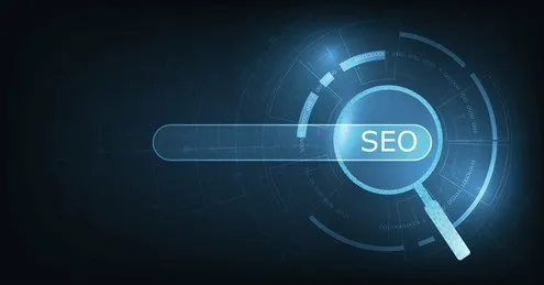 SEO search optimization dark abstract graphic representing search visibility services